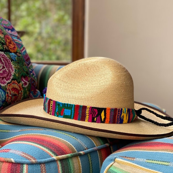 Hatband Handwoven Cotton Wrap Around Tie, Western Jewelry,  Bright Multi-Colored, Guatemalan, Cowboy Hatband, Wester Wear