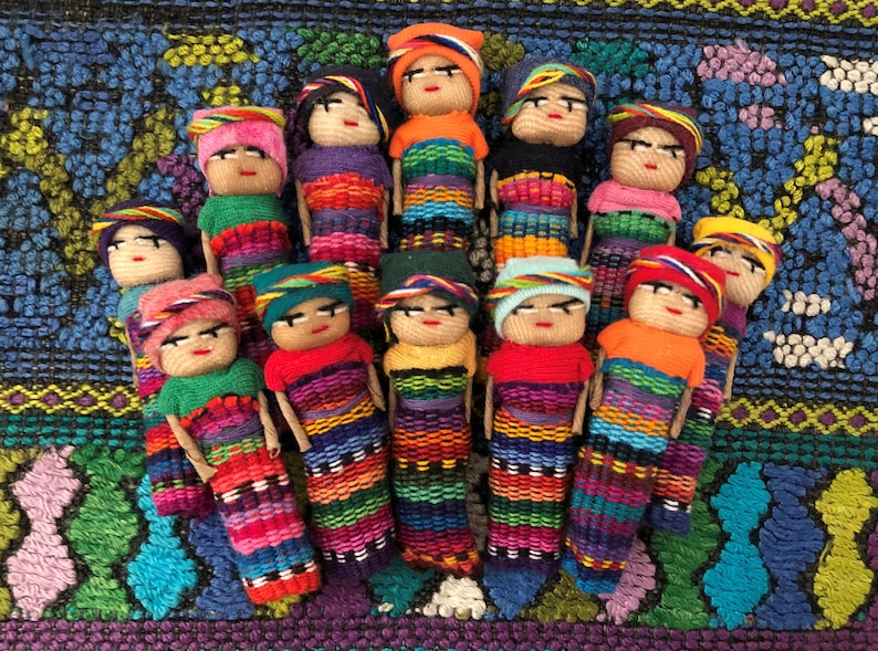 Fine Worry Dolls in a Bag, Handmade Cotton Dolls, Be Happy Worry Less, 2, Worrydolls, Trouble Doll, Decorative Party Favors Gift Ideas image 3
