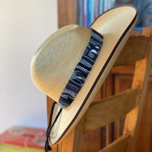 Hatband Handwoven Cotton Wrap Around Tie, Western Jewelry,  Black White and Gray Tones, Guatemalan, Cowboy Hatband, Fair Trade