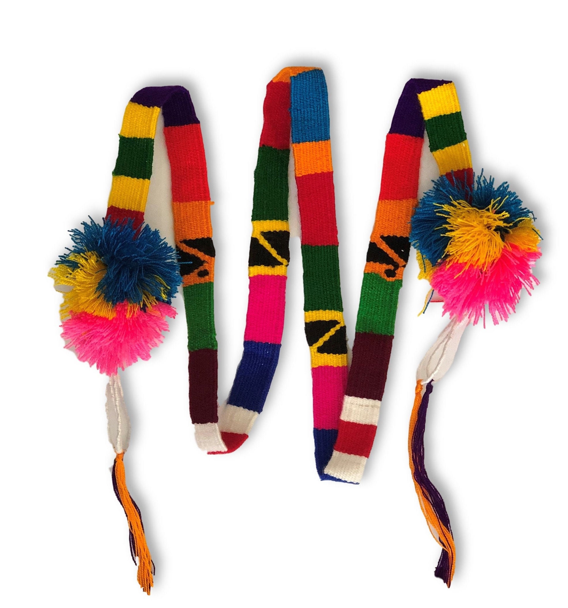 Belt Strap With Pom Poms Hat Band Hatbands Handwoven Belts Etsy