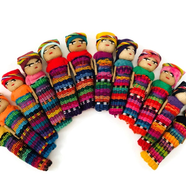 Fine Worry Dolls in a Bag, Handmade Cotton Dolls, Be Happy Worry Less, 2", Worrydolls, Trouble Doll, Decorative Party Favors Gift Ideas