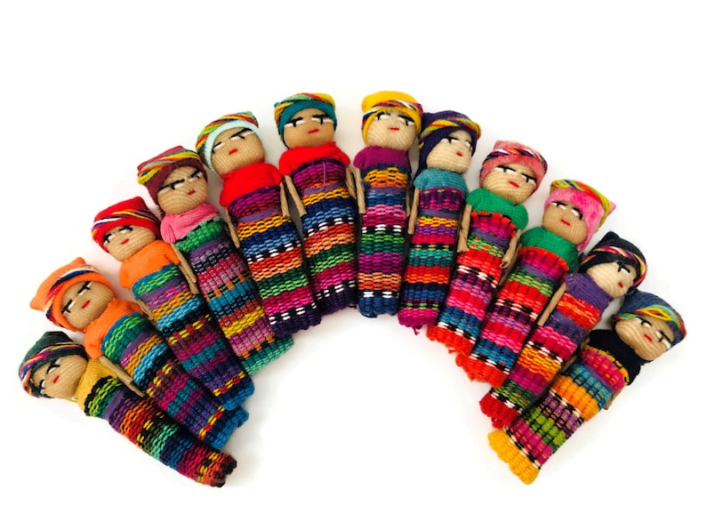 Fine Worry Dolls in a Bag, Handmade Cotton Dolls, Be Happy Worry Less, 2, Worrydolls, Trouble Doll, Decorative Party Favors Gift Ideas image 1