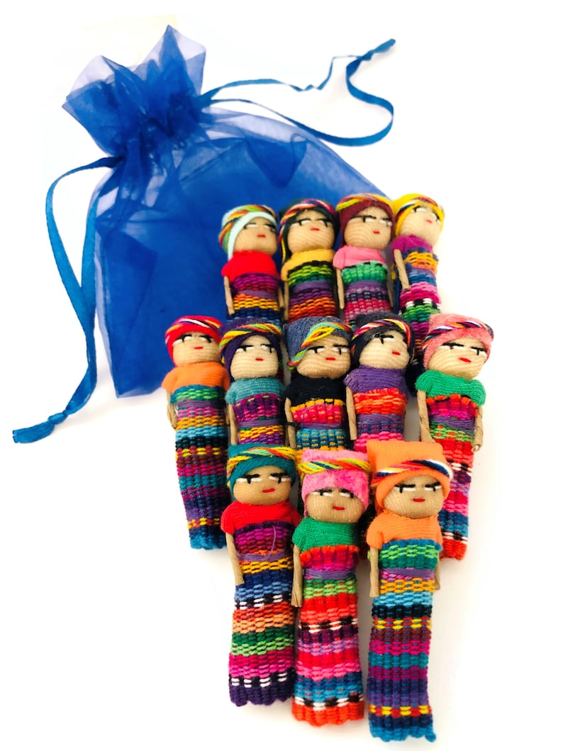 Fine Worry Dolls in a Bag, Handmade Cotton Dolls, Be Happy Worry Less, 2, Worrydolls, Trouble Doll, Decorative Party Favors Gift Ideas image 2