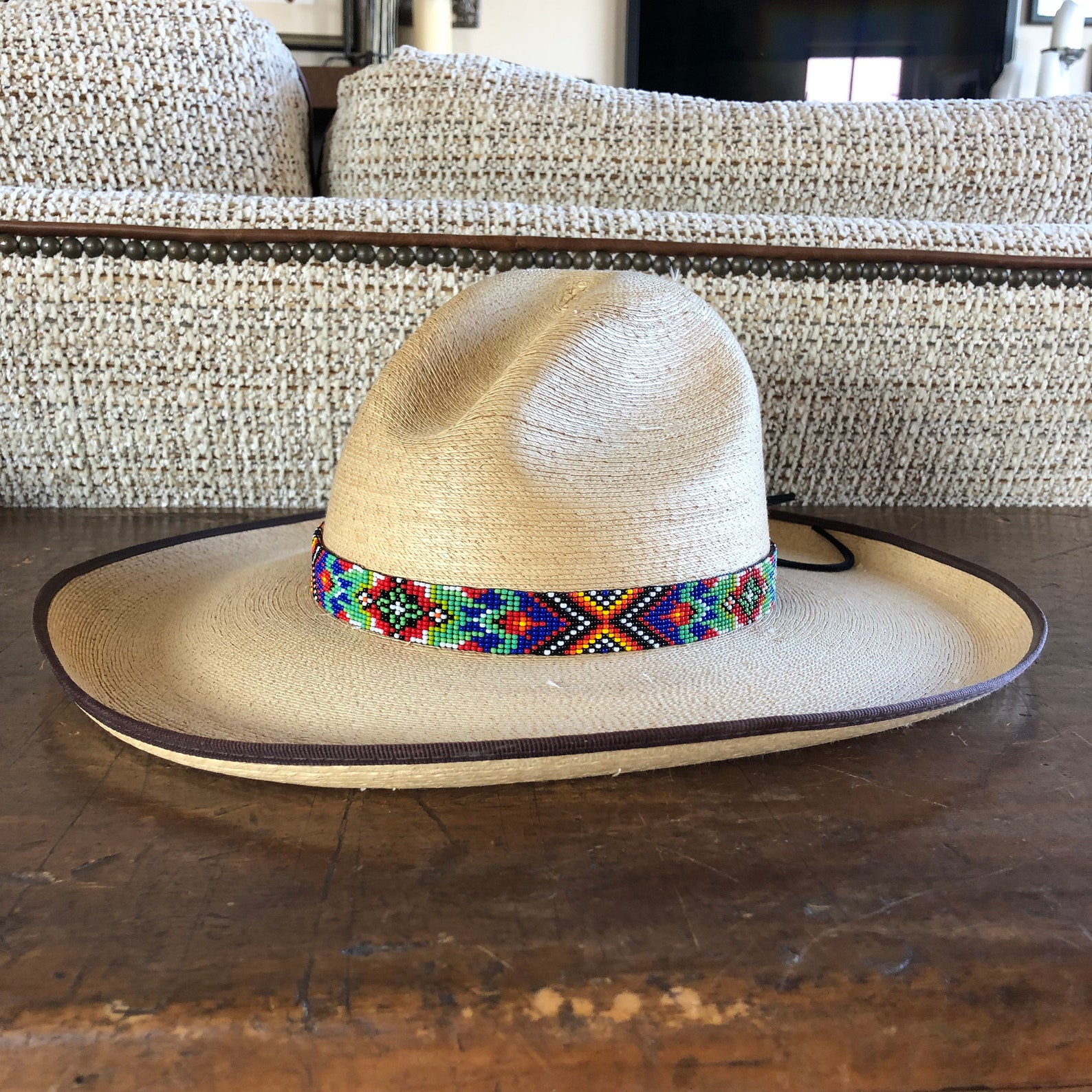 Beaded Hat Band Hatbands Cowboy Western Leather Red Etsy