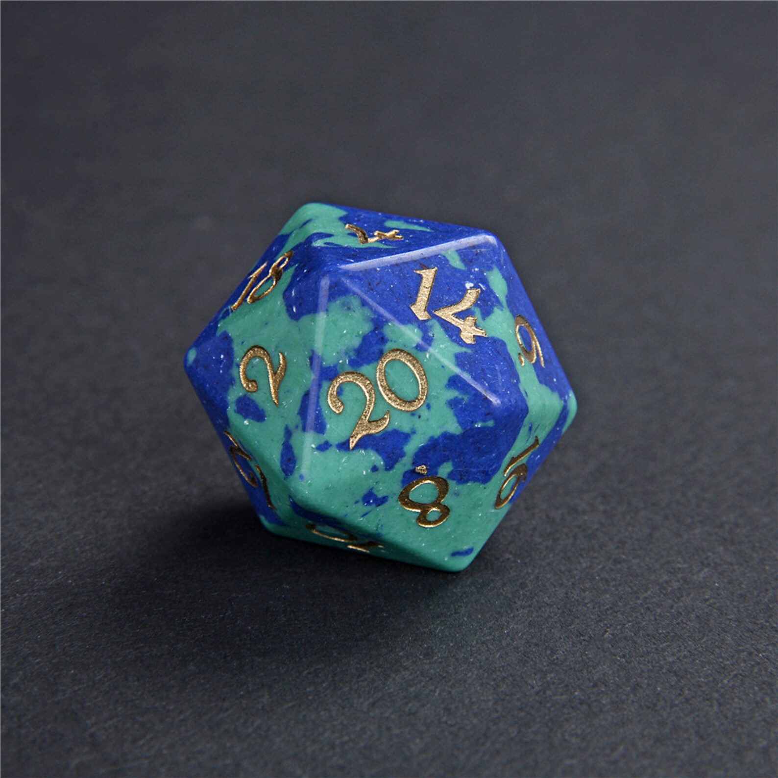 Full Set Phoenix lapis Gemstone Dice Engraved DnD Dice Set Etsy