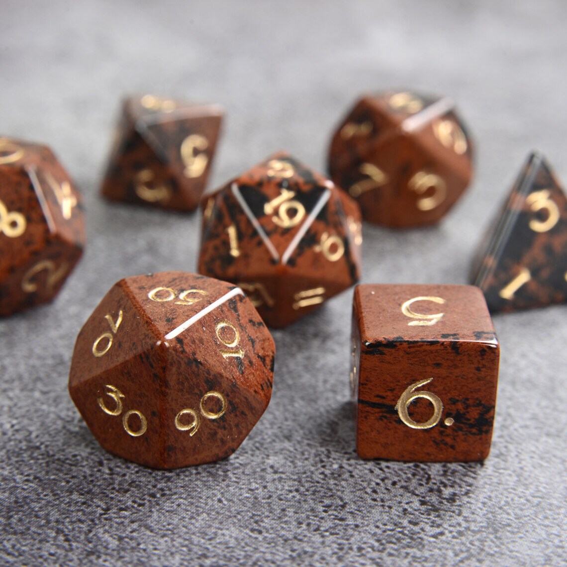 Mahagony Obsidian Gemstone Dice gemstone carved dice set for Etsy