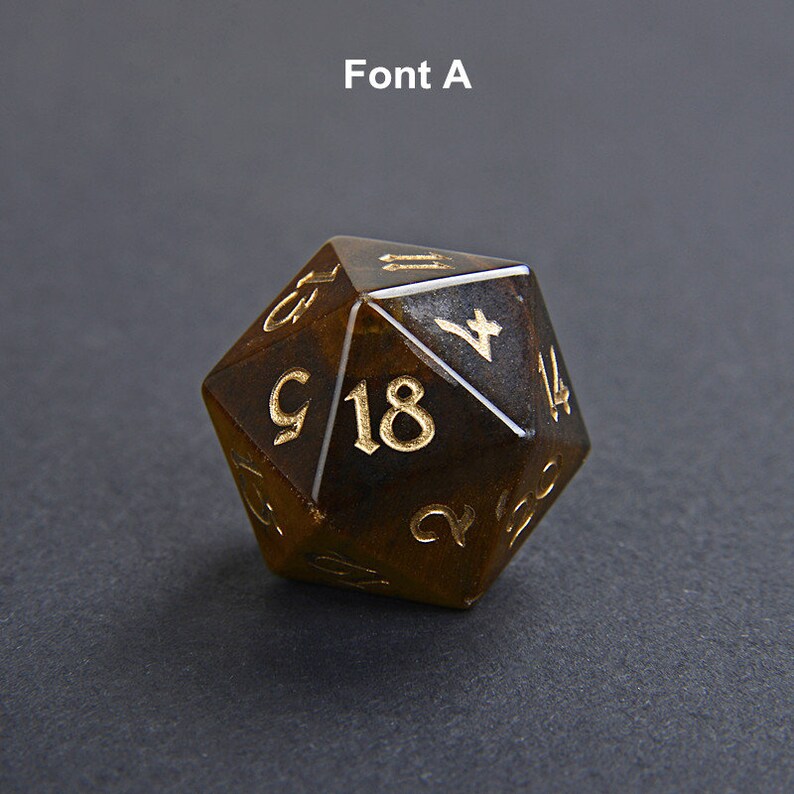 full Set Yellow Tiger Eye Gemstone Dice Engraved DnD Dice Set Stone RPG Dungeons and Dragons Dice Polyhedral Gemstone Dice Set