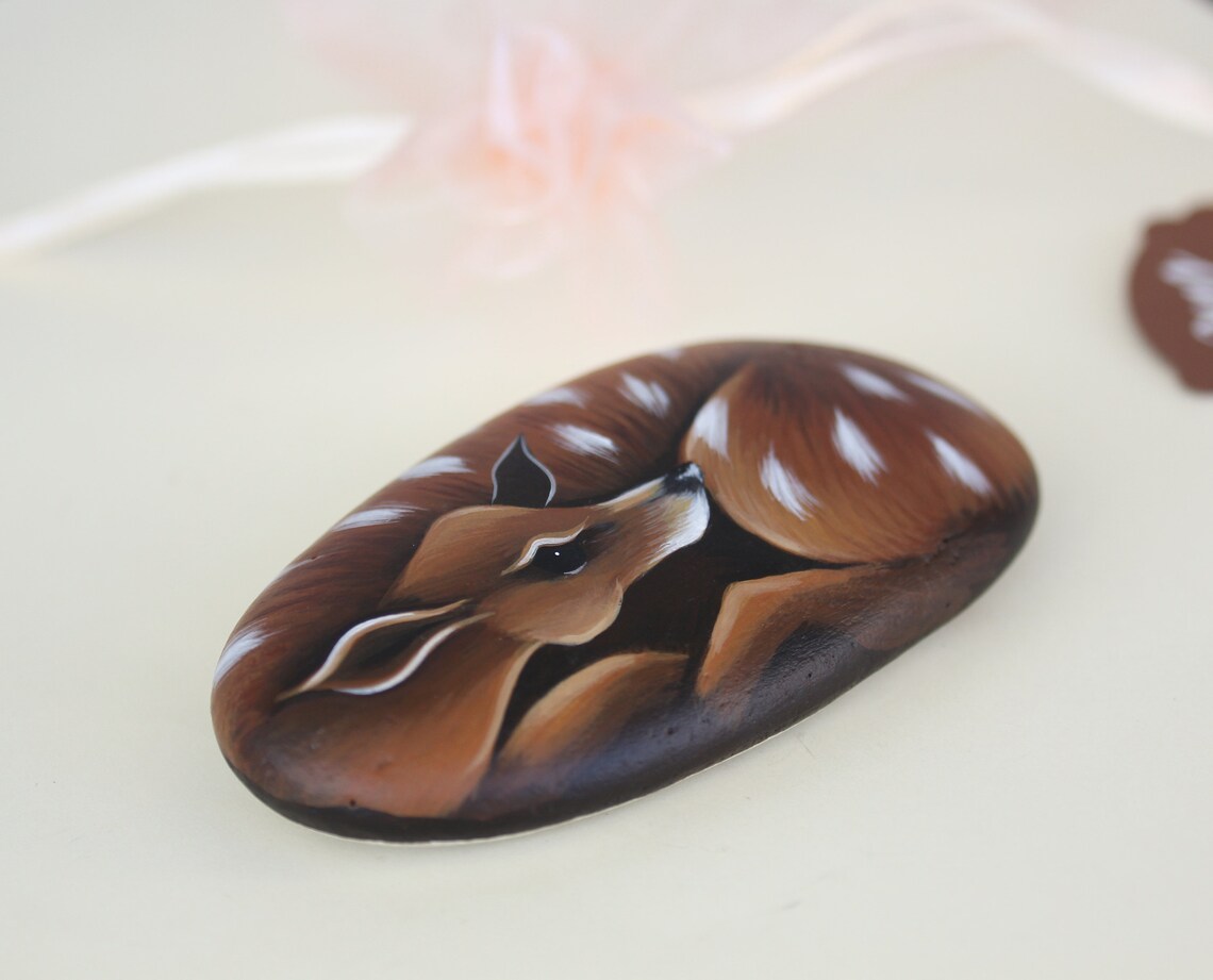 Deer Painted Rock CUTE FAWN STONE Handmade Wildlife Etsy