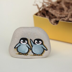 PENGUIN painted rock, kawaii BABY PENGUIN stone art