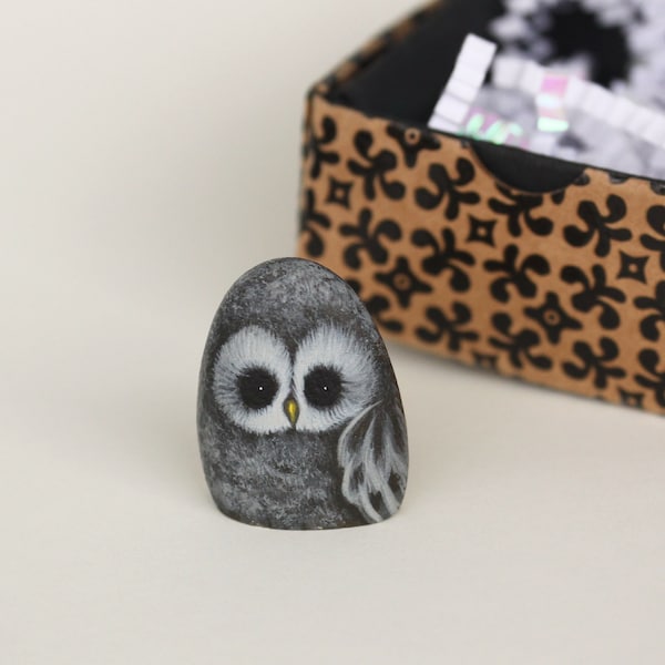 BABY OWL painted rock