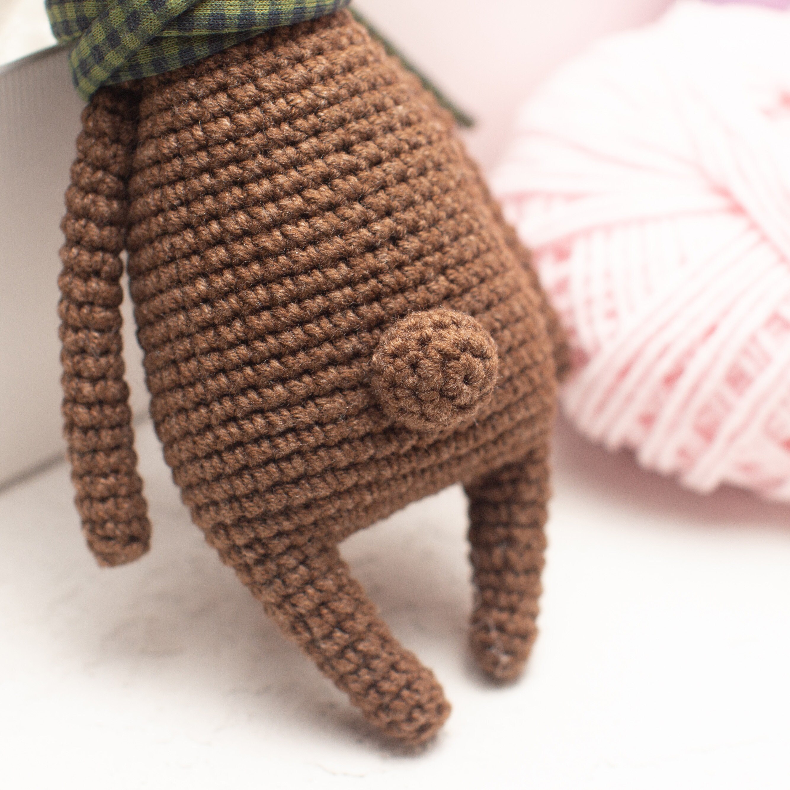 Crochet bear in green scarf in the cel Amigurumi bear toy | Etsy