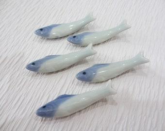 NO.123 Japanese vintage fish chopstick rest "setoyaki" "seto" sweetfish made in pottery 5 pieces