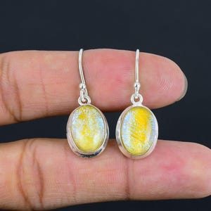 Australische Triplet Opal Ohrringe - Handgemachte 925 Sterling Silber Schmuck, Edelstein Schmuck, Gelbe Triplet Opal Ohrringe, Geschenk für Frauen