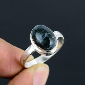 Moss Agate Ring: Handmade 925 Sterling Silver Anniversary Jewelry