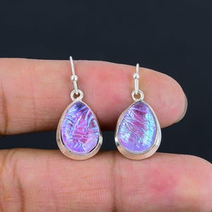 Australische Triplet Opal Ohrringe - Handgemachte 925 Sterling Silber Schmuck, Edelstein Schmuck, Lila Opal Ohrringe, Geschenk für Mutter