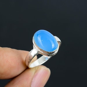 Blue Chalcedony Ring: 925 Sterling Silver, Handcrafted Gemstone Jewelry