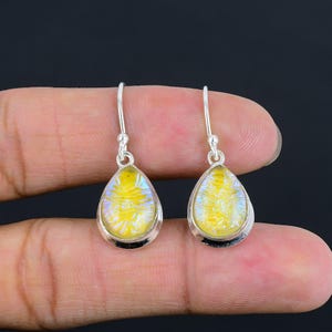 Australische Triplet Opal Ohrringe - Handgemachte 925 Sterling Silber Schmuck, Edelstein Schmuck, Gelbe Triplet Opal Ohrringe, Geschenk für Frauen