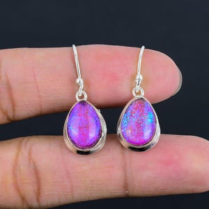 Australische Triplet Opal Ohrringe - Handgemachte 925 Sterling Silber Schmuck, Edelstein Schmuck, Lila Opal Ohrringe, Geschenk für Mutter
