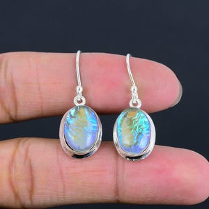 Australische Triplet Opal Ohrringe - 925 Sterling Silber Schmuck, handgefertigter Handwerker Schmuck, Edelstein Ohrringe Schmuck Jahrestag Geschenk für sie