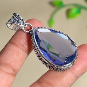 Iolite Gemstone Pendant 925 Sterling Silver Pendant Gemstone Jewelry Handmade, Vintage Pendant For Wife Birthday Gift For Her