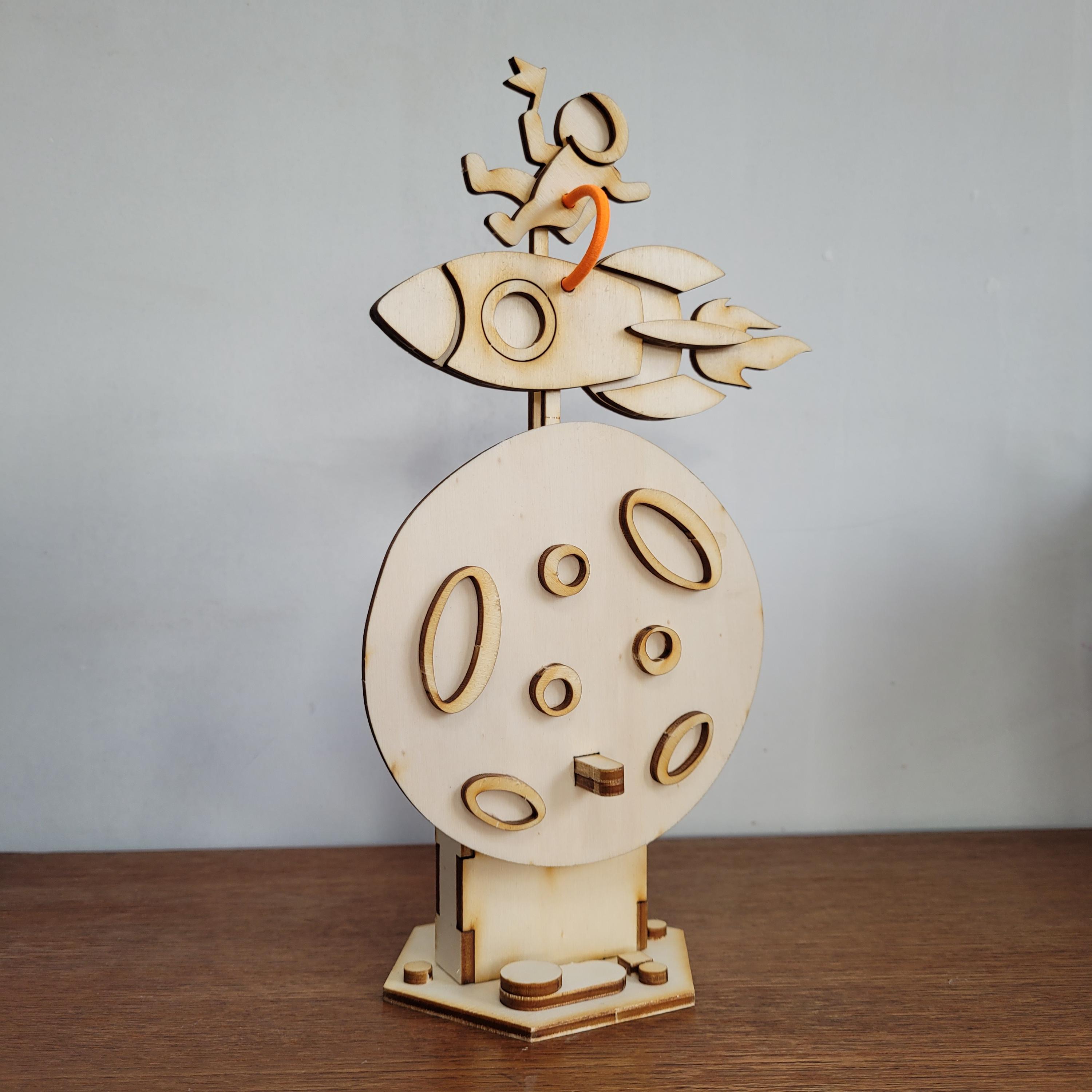 Retro Rocket Automaton Kit, Mechanical Kinetic Automata Art, Laser Cut ...