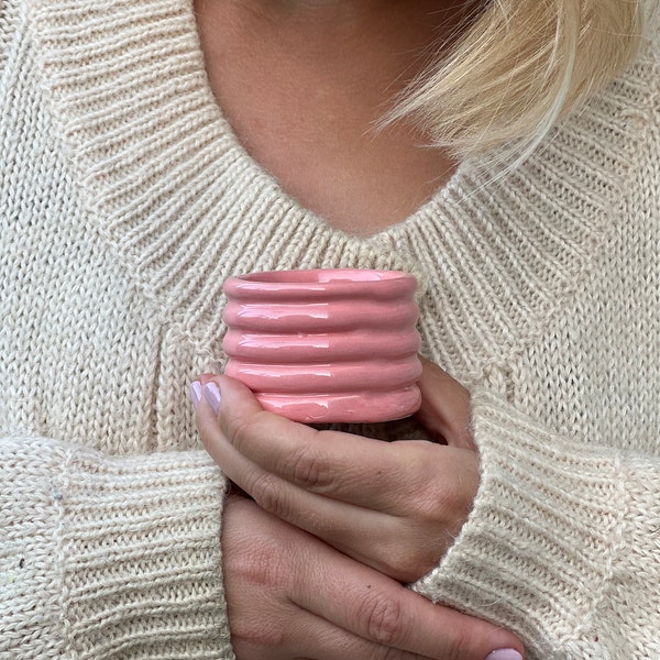 Set of 2 fun handmade espresso cups | Wave Shape Multi Color espresso cups | Handmade Ceramic mugs | Christmas Gift for espresso lovers