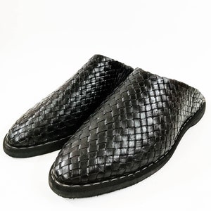 kechart - Black Comfortable Babouche Moroccan Handmade Slippers, Men Leather Babouche, Moroccan Shoes, Natural leather Brown,berber slippers