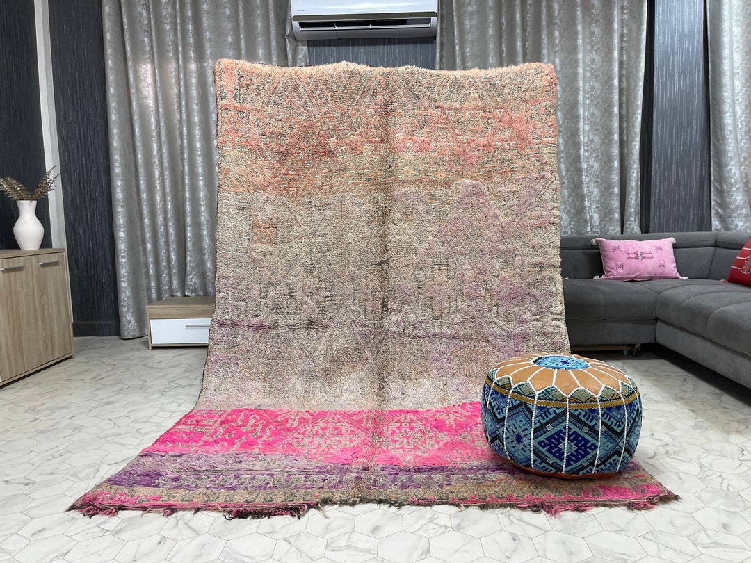 6x9 ヴィンテージ モロッコ ブジャード ラグ：手織りオーガニック