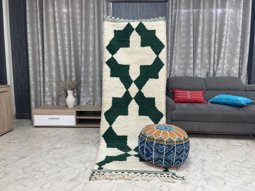 Kechart 3x8ft Beni Ourain Rug, Moroccan Wool Carpet, Handwoven Rug ...