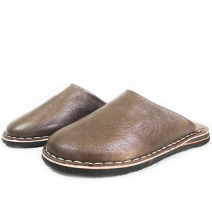 kechart - Brown Comfortable Sabot Moroccan Handmade Slippers, Men Leather Babouche, Moroccan Shoes, Natural leather Blue, Men slippers