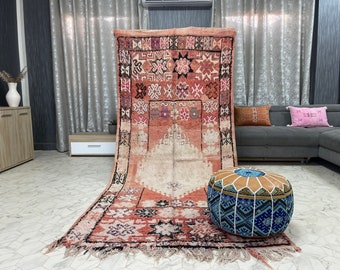 kechart - 4x9ft Vintage Moroccan Decor, Organic Sheep Wool Rug, Berber Carpet, Middle Atlas Artisan Rug, Moroccan Heritage Rug, 130x290cm