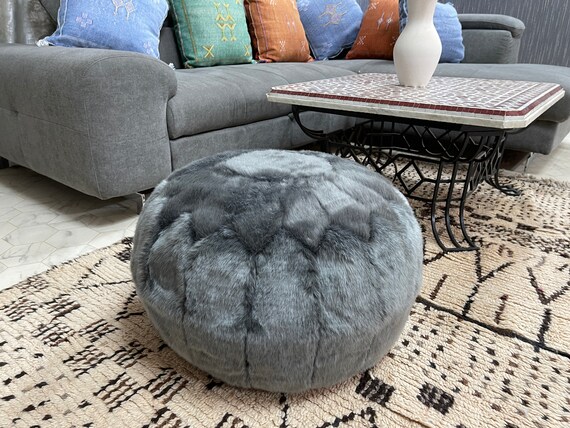 Grey moroccan pouffe deals