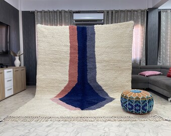Handwoven Moroccan Rug: Geometric Wool Carpet, Atlas Decor (242 cm x 296 cm)