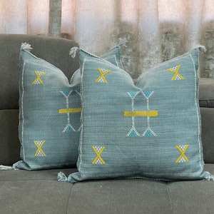 Gray Cactus Silk Pillow Cover: Moroccan Sabra Lumbar Cushion