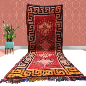 kechart - 3x9ft Vintage Moroccan Boujaad Runner, Authentic Berber Carpet, Handwoven Moroccan Decor, Traditional Area Rug, 90 cm x 276 cm