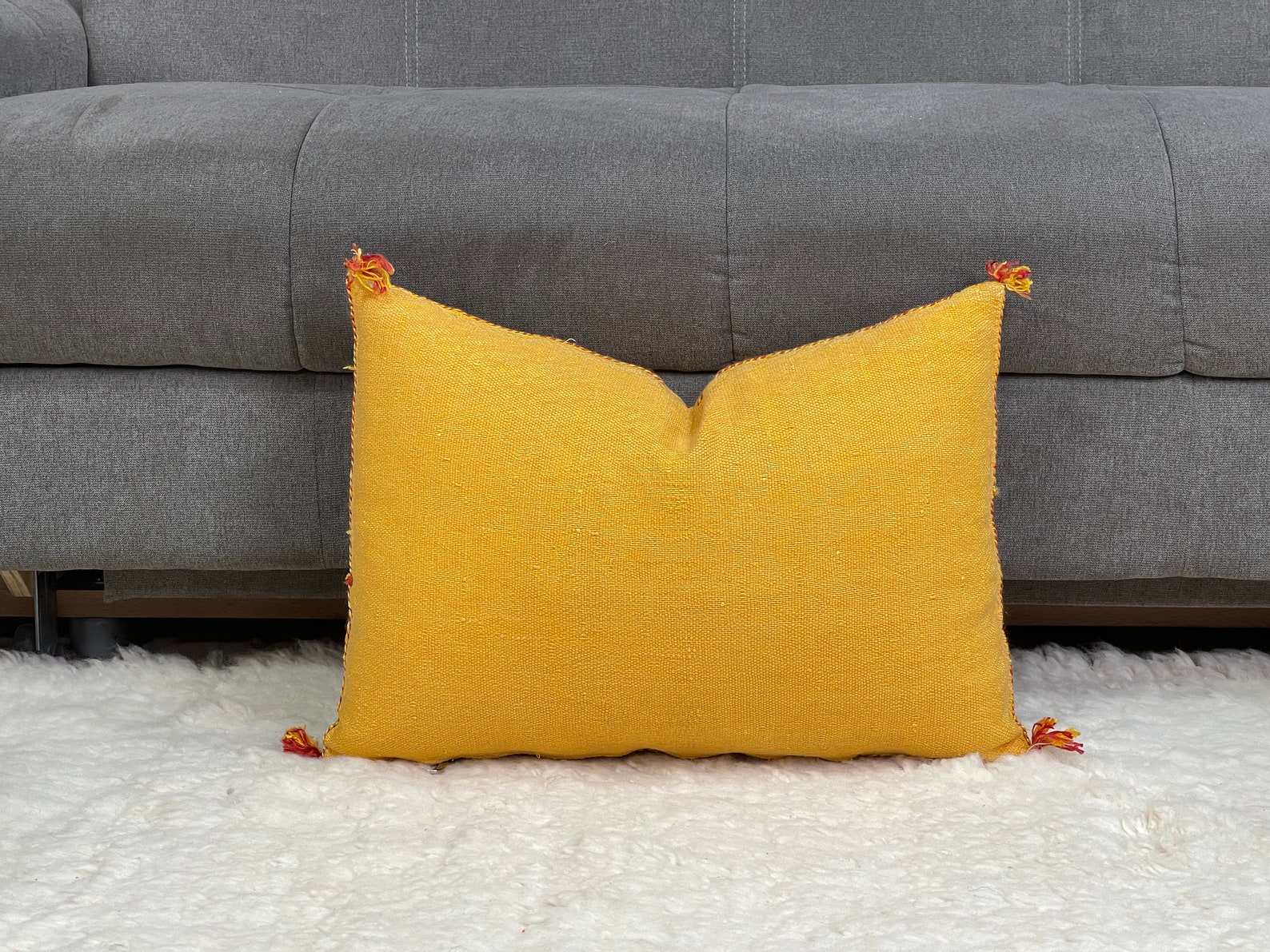 Hand-Woven Sabra Silk Pillow from Tiznit — view 5
