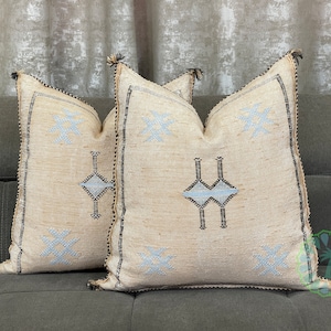 Orange Moroccan Cactus Silk Pillow: Handmade Outdoor Luxury