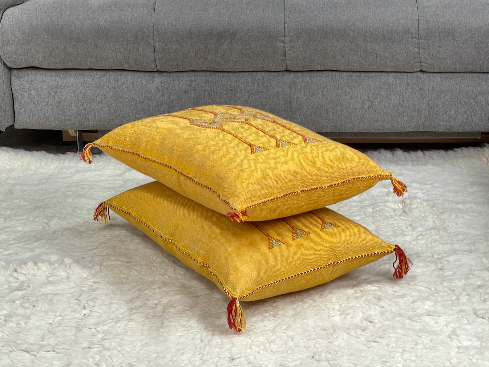 Hand-Woven Sabra Silk Pillow from Tiznit — view 9