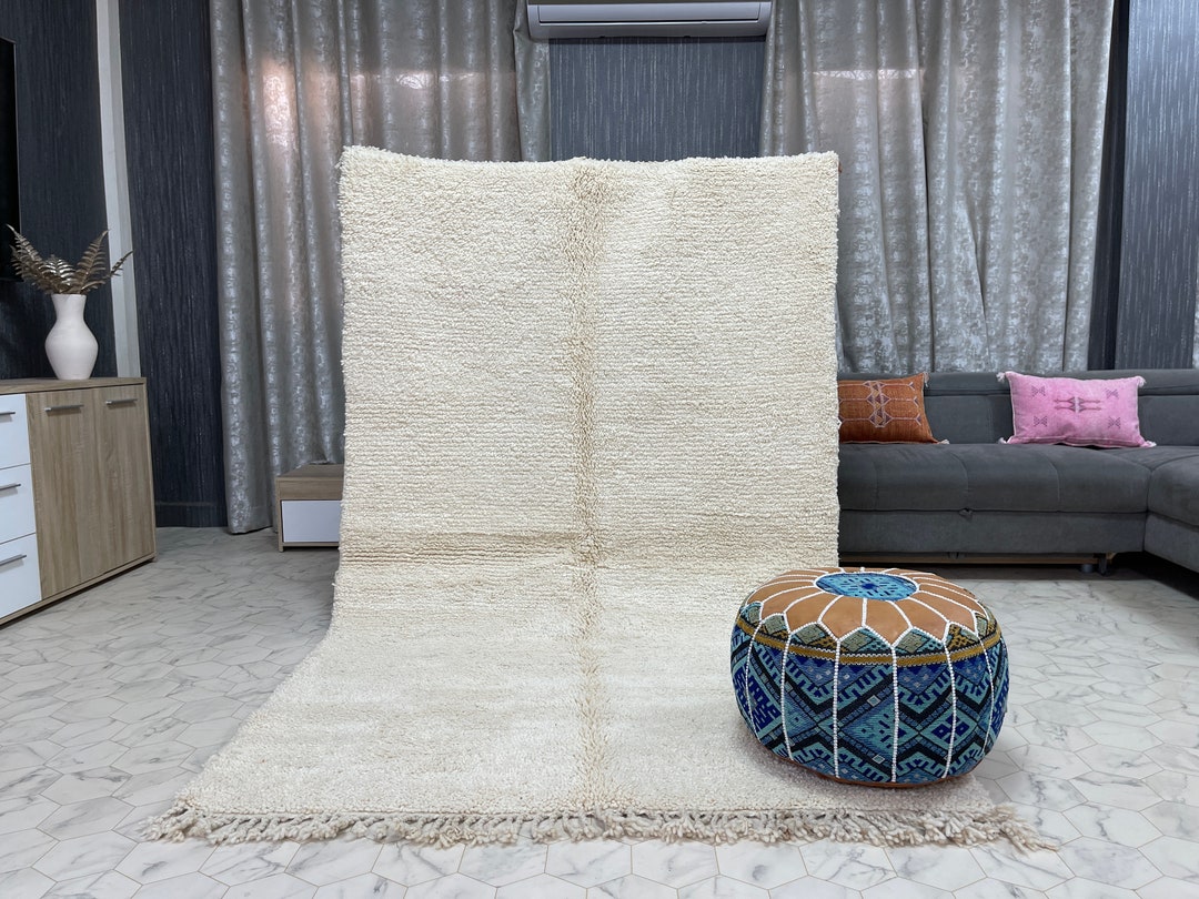 Handmade White Beni Ourain Rug: Moroccan Living Room Decor (5x8 Ft) - Etsy