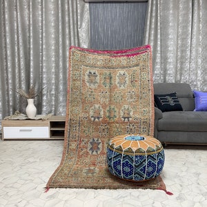 kechart - 3x6ft Moroccan Boujaad Rug, Vintage Moroccan Rug, Handcrafted Wool Rug, Organic Wool Carpet, Berber Rug Authentic, 100 cm x 178 cm