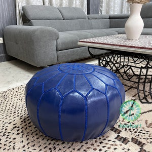 Kechart – Pure Leather ottoman, Moroccan pouf, pouf cover, home decor, genuine leather, seat cushion, footstool, handmade Moroccan