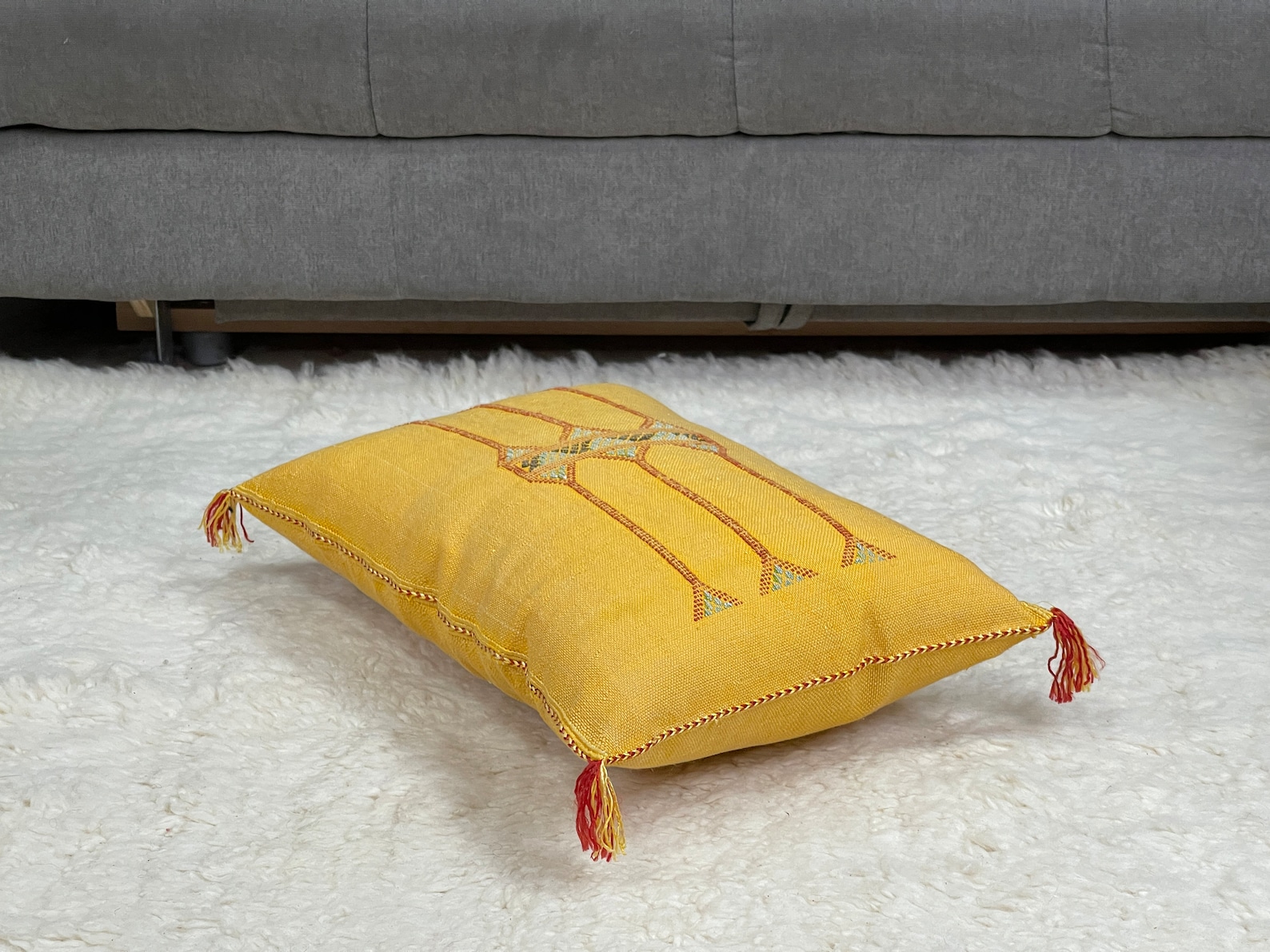 Hand-Woven Sabra Silk Pillow from Tiznit — view 8