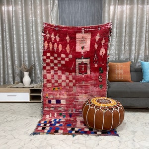 kechart - 3x6ft Moroccan Boujaad Rug, Vintage Wool Carpet, Handmade Moroccan Rug, Organic Wool Rug, Traditional Berber Rug, 104 cm x 194 cm
