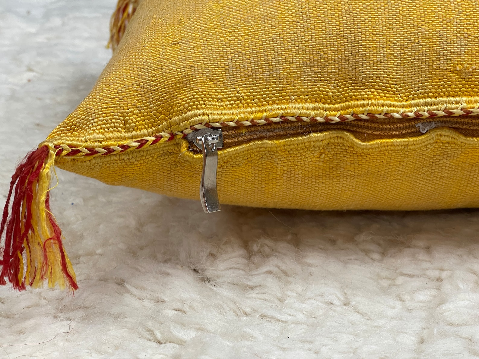 Hand-Woven Sabra Silk Pillow from Tiznit — view 7