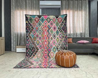 【希少・手織り】モロッコ製 ベルベルラグ／ハンドメイド・未使用 ヴィンテージ ベルベルラグ：5 x 8 フィートの手織りモロッコウール