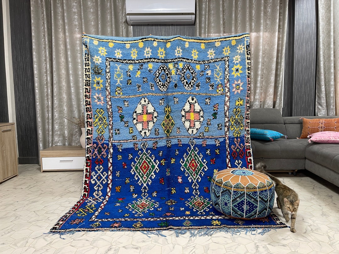 Kechart - 6x8ft Vintage Wool Carpet, Handmade Moroccan Rug, Organic ...