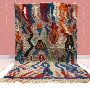 kechart - 5x8ft Vintage Moroccan Boujaad Rug, Authentic Berber Carpet, Traditional Moroccan Decor, Handwoven Area Rug, 166 cm x 250 cm