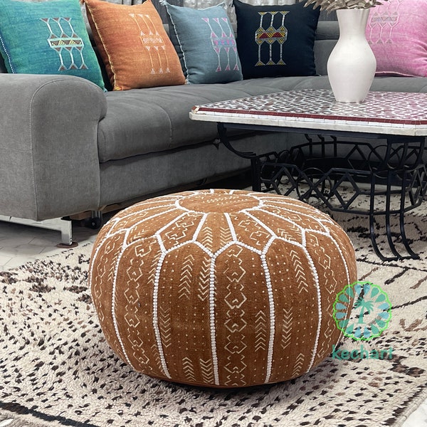 Kechart - pouf pouf spécial, pouf de sol, housse de pouf, décoration intérieure, cuir véritable, mouchoirs, chaises et poufs, coussin de siège, repose-pieds