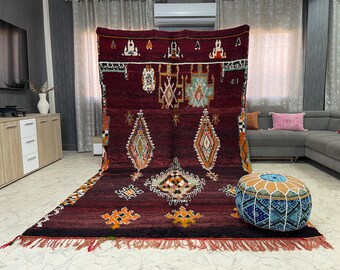 ハンドメイドヴィンテージウールブージャードラグ：5 x 8フィートの