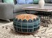 Kechart – Colorful Turquoise Moroccan pouf, floor ottoman, cover, home decor, genuine leather, tissue, Chairs and ottomans, seat cushion 